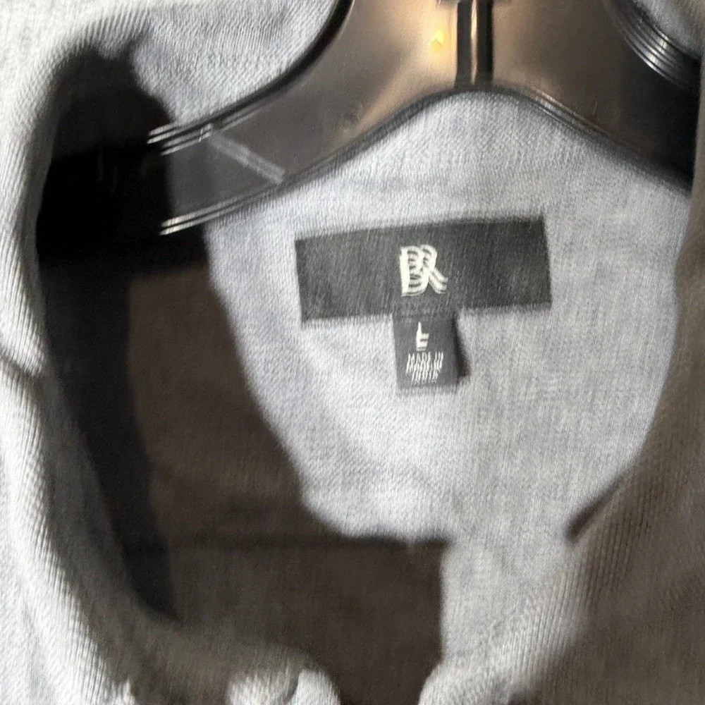 Banana Republic Mens Large Gray Cotton Knit Button Front Long Sleeve Shirt L